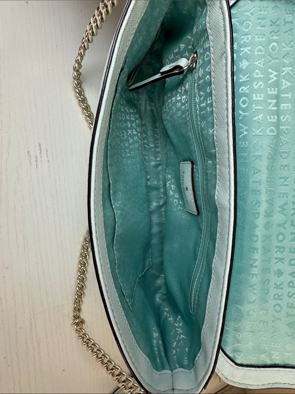 kate spade pale blue Saffiano Leather Chain Strap & Crossbody - Picture 9 of 12